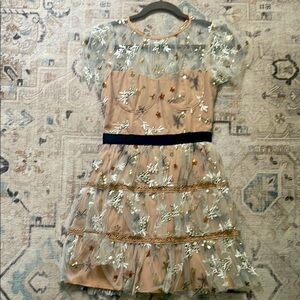 Self Portriat Pink Tiered Ruffled A-line Dress for Wedding Guest